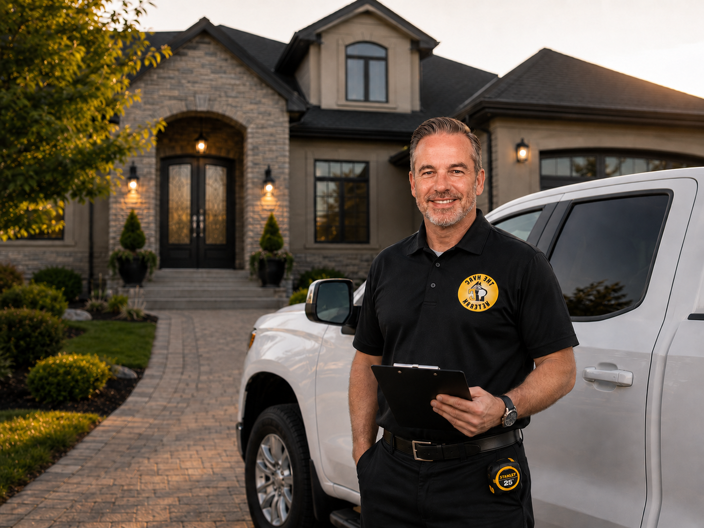 JC the HVAC Veteran in his service truck outside a GTA home